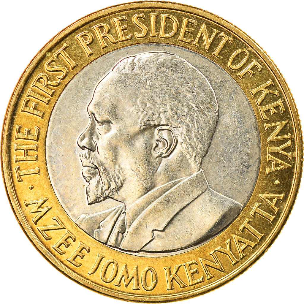 Munten, Kenia, 10 Shillings, 2005, British Royal Mint, ZF+, Bi-Metallic, KM:35.1