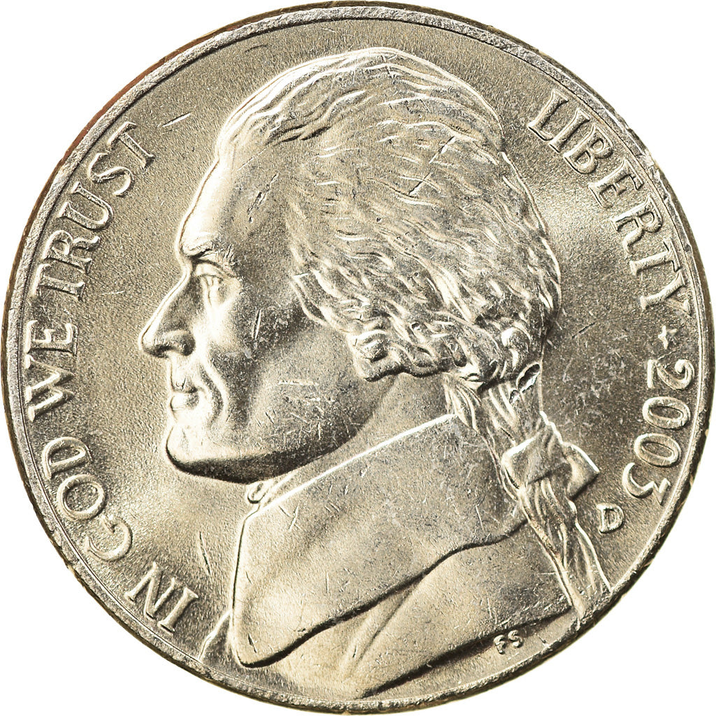 Coin, United States, Jefferson Nickel, 5 Cents, 2003, U.S. Mint, Denver, MS(63)