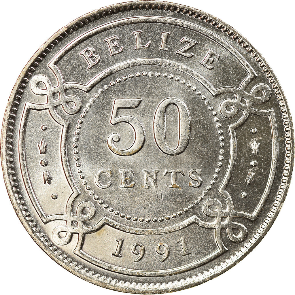 Coin, Belize, 50 Cents, 1991, MS(65-70), Copper-nickel, KM:37