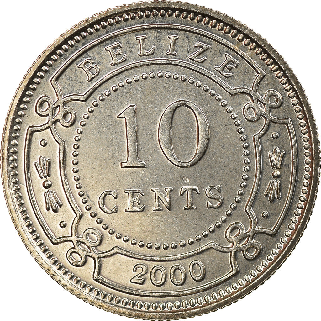 Moneda, Belice, 10 Cents, 2000, SC, Cobre - níquel, KM:35