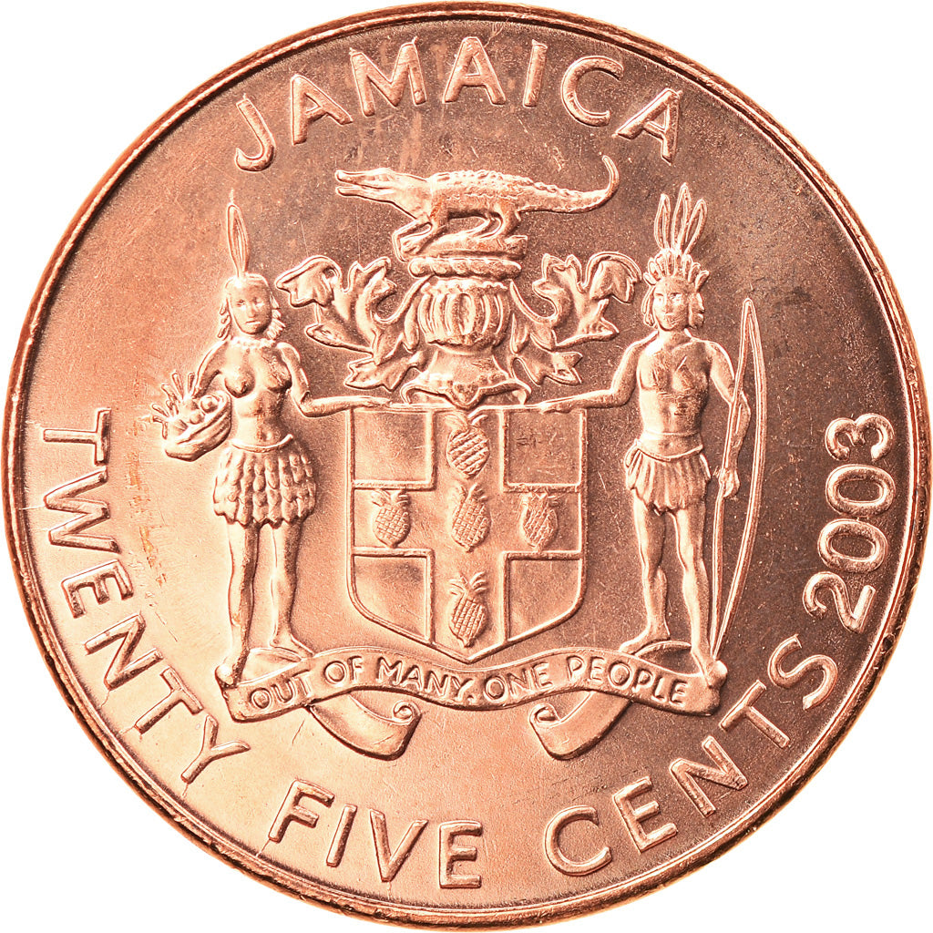 Coin, Jamaica, Elizabeth II, Marcus Garvey 	National Heroes, 25 Cents, 2003