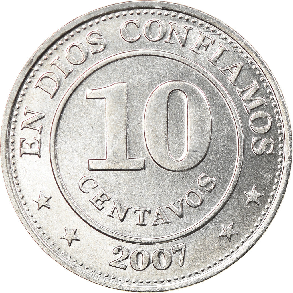 Coin, Nicaragua, 10 Centavos, 2007, MS(63), Aluminum, KM:105