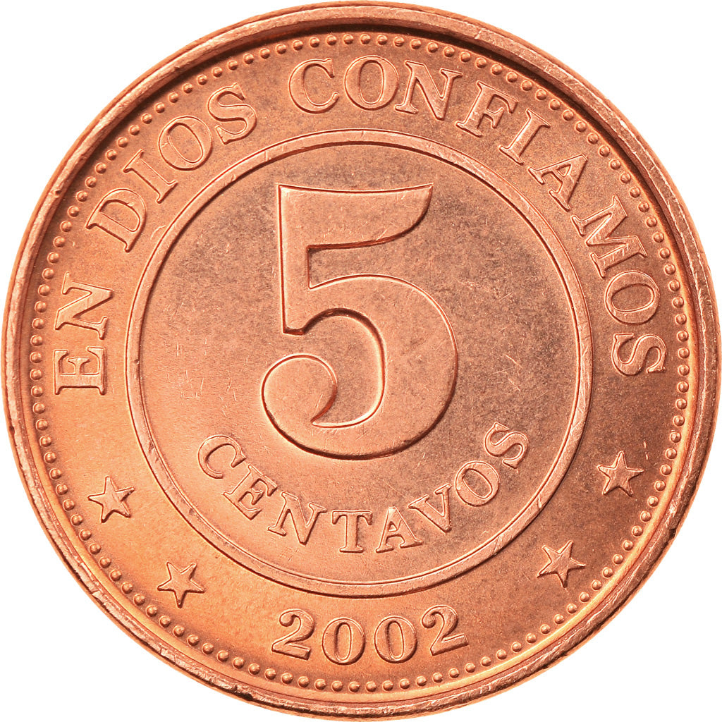 Coin, Nicaragua, 5 Centavos, 2002, British Royal Mint, MS(63), Copper Plated