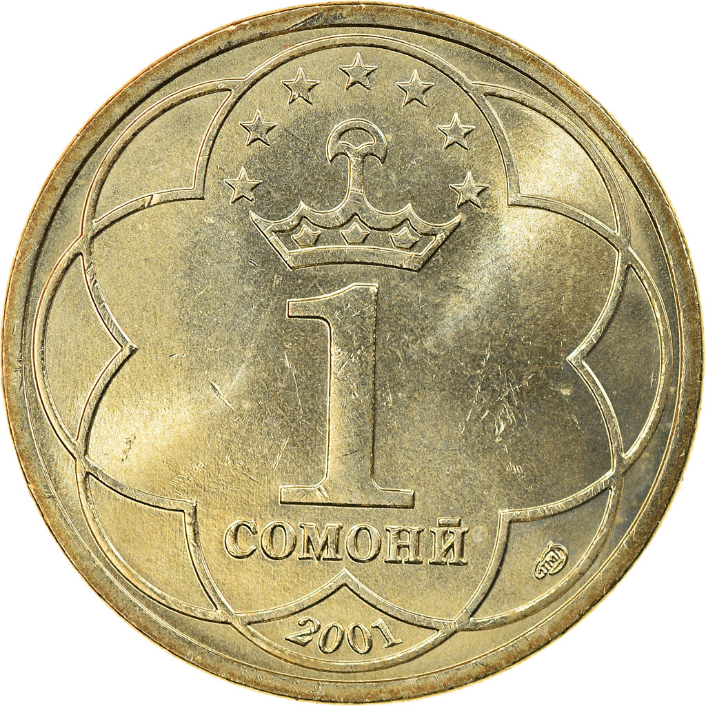 Coin, Tajikistan, Somoni, 2001, St. Petersburg, AU(55-58), Copper-Nickel-Zinc