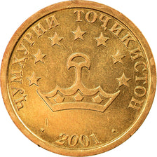 Munten, Tajikistan, 20 Drams, 2001, St. Petersburg, PR, Brass Clad Steel, KM:4.1