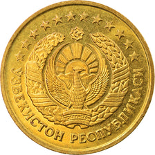 Moneta, Uzbekistan, 5 Tiyin, 1994, SPL, Acciaio placcato ottone, KM:3.2