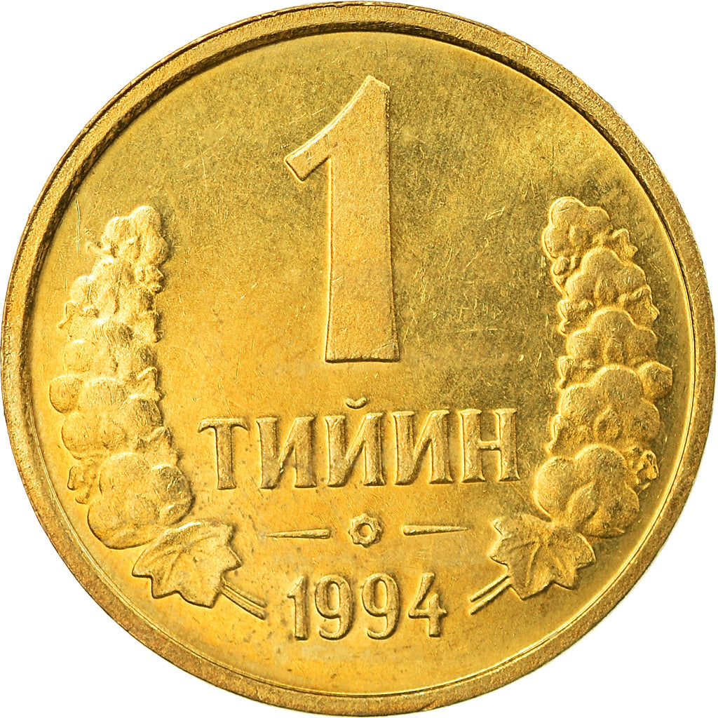 Coin, Uzbekistan, Tiyin, 1994, AU(50-53), Brass Clad Steel, KM:1.1