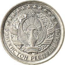 Moneta, Uzbekistan, 10 Tiyin, 1994, BB+, Acciaio ricoperto in nichel, KM:4.1