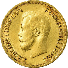 Moneda, Rusia, Nicholas II, 10 Roubles, 1899, St. Petersburg, MBC+, Oro, KM:64