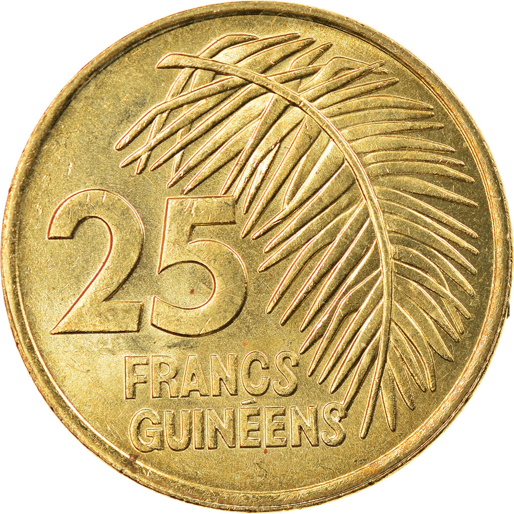 Moneda, Guinea, 25 Francs, 1987, SC, Latón, KM:60