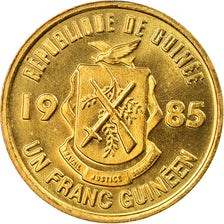 Coin, Guinea, Franc, 1985, MS(63), Brass Clad Steel, KM:56