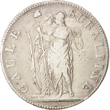 États italiens, PIEDMONT REPUBLIC, 5 Francs, 1801, TB+, Argent, KM:4