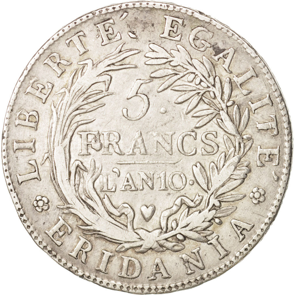 États italiens, PIEDMONT REPUBLIC, 5 Francs, 1801, TB+, Argent, KM:4