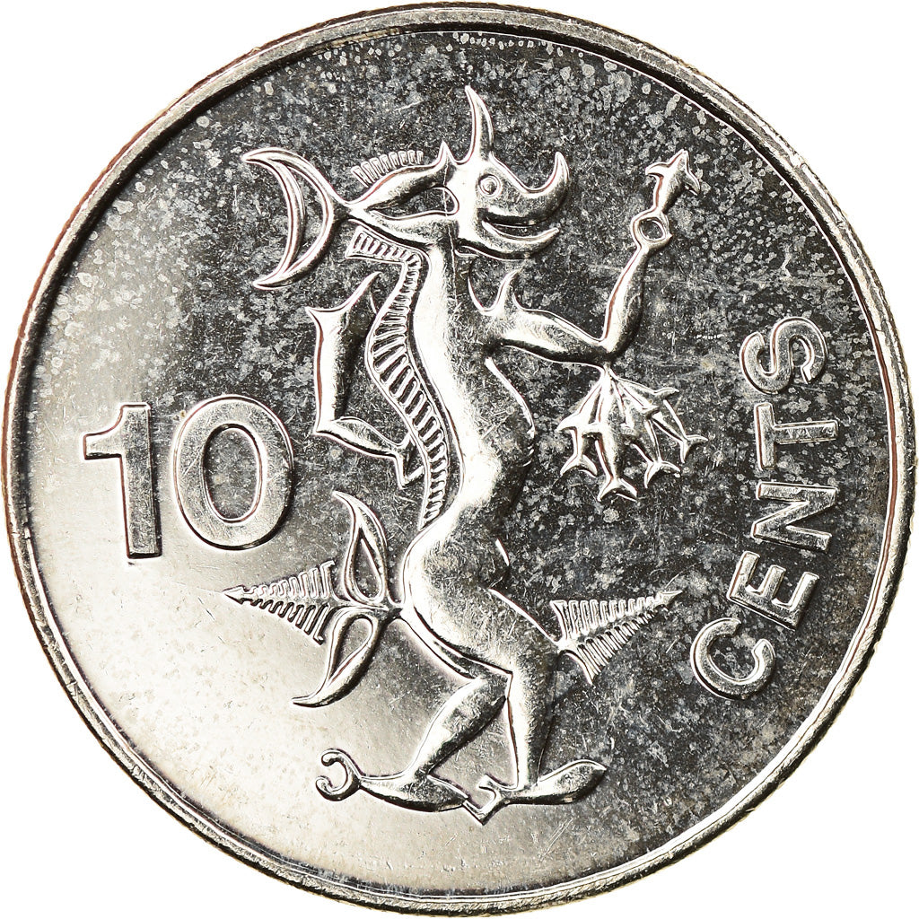 Coin, Solomon Islands, Elizabeth II, 10 Cents, 2005, MS(63), Nickel plated