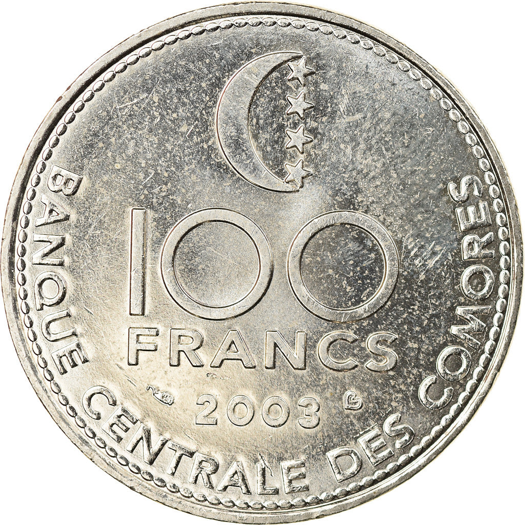 Coin, Comoros, 100 Francs, 2003, Paris, AU(55-58), Copper-nickel, KM:18a