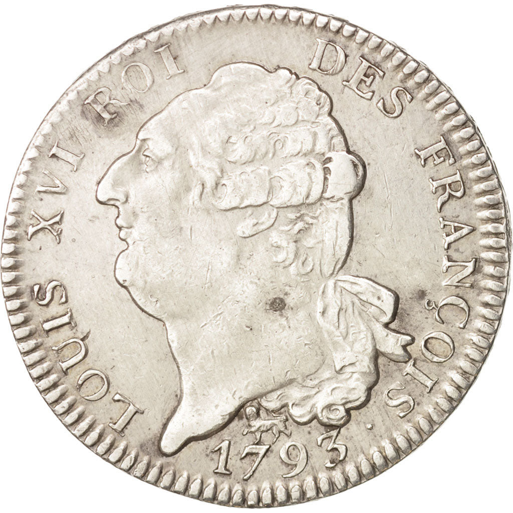 France,Écu de 6 livres françois,1793,Paris,AU(50-53),Silver,KM 615.1, Gadoury 55