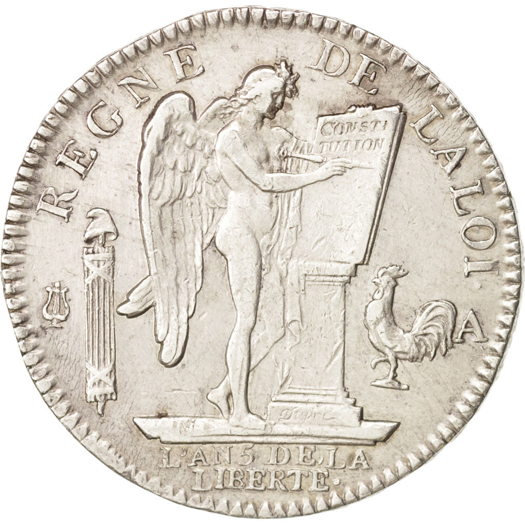 France,Écu de 6 livres françois,1793,Paris,AU(50-53),Silver,KM 615.1, Gadoury 55