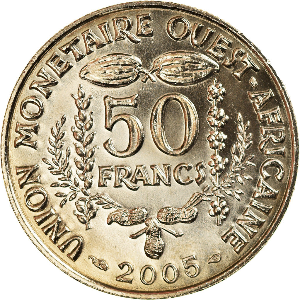Coin, West African States, 50 Francs, 2005, MS(63), Copper-nickel, KM:6