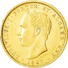 Portugal, Luiz I, 5000 Reis, 1867, SS+, Gold, KM:516