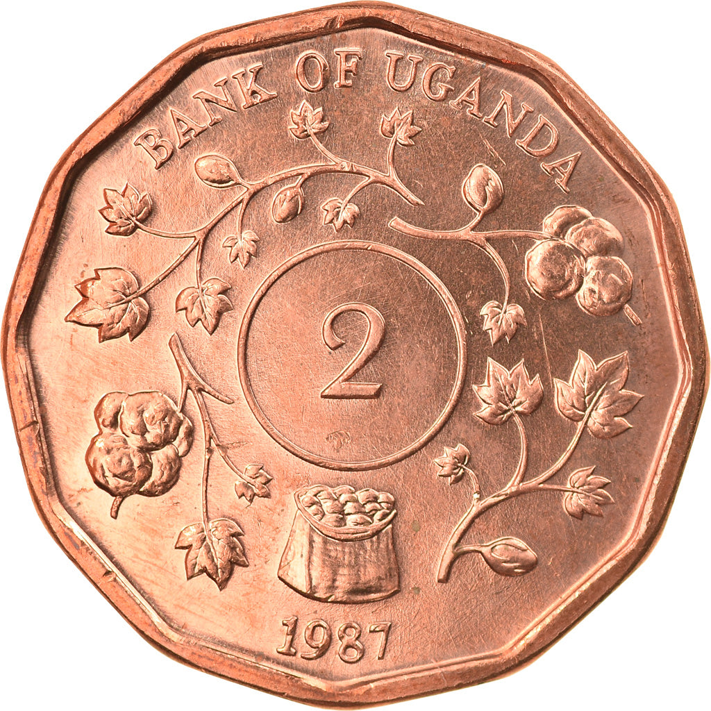 Münze, Uganda, 2 Shillings, 1987, UNZ, Copper Plated Steel, KM:28