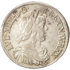 France,Louis XIV,1/2 Écu à la mèche longue,1649, Paris,TTB+,KM 164.1,Gadoury 169