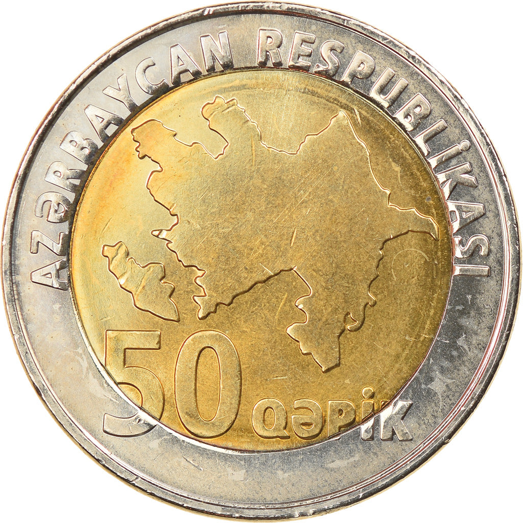 Coin, Azerbaijan, 50 Qapik, 2006, MS(63), Bi-Metallic, KM:44