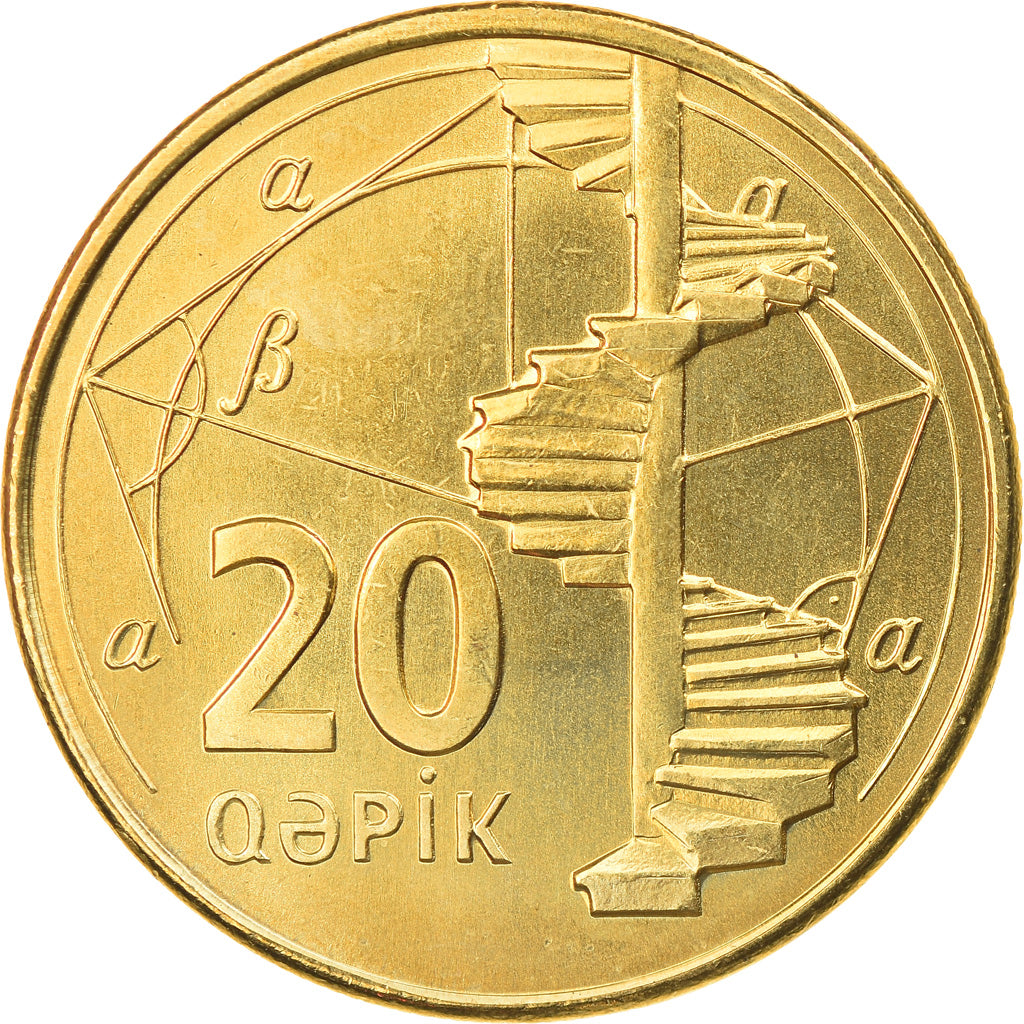 Monnaie, Azerbaïdjan, 20 Qapik, Undated (2006), SPL, Brass plated steel, KM:43