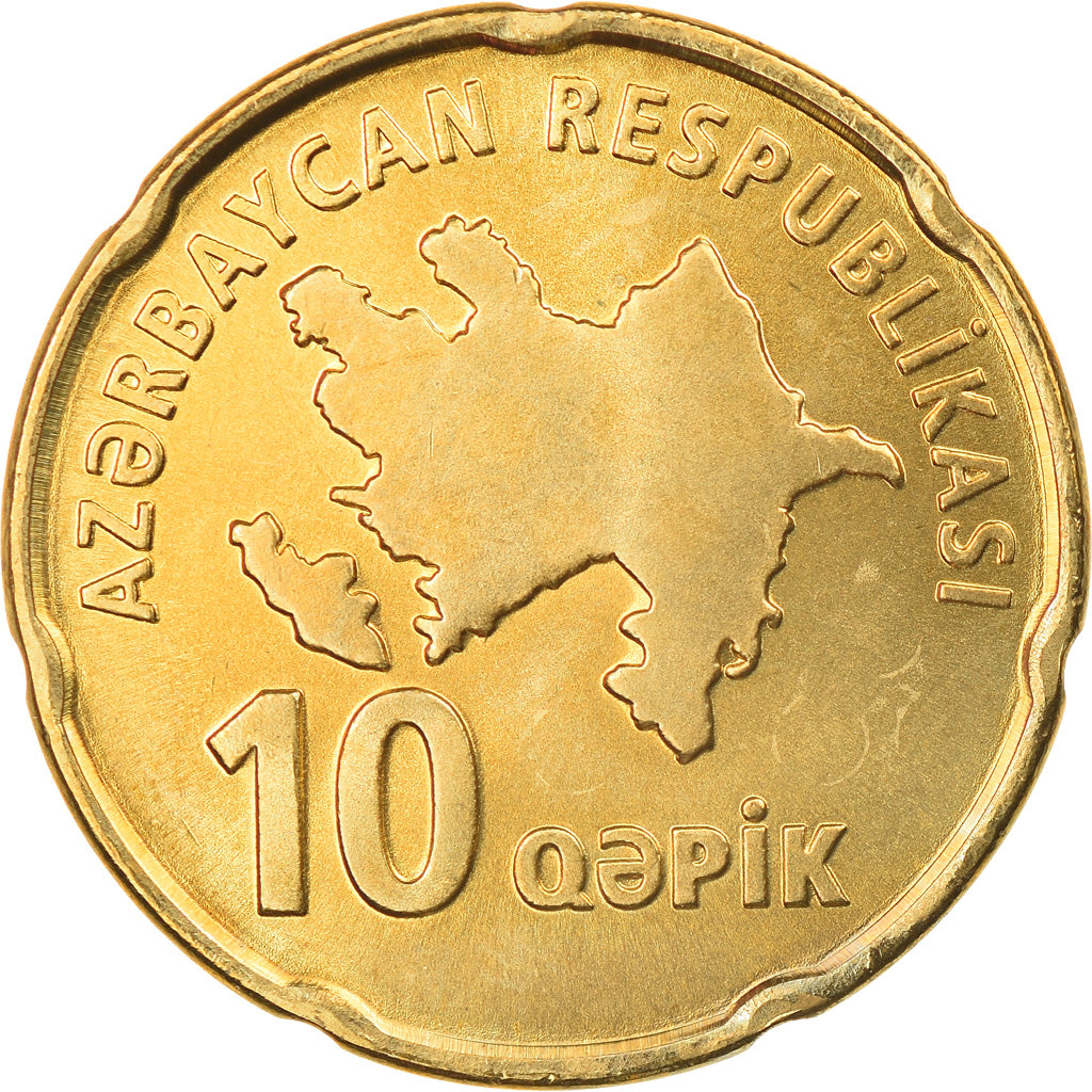 Münze, Aserbaidschan, 10 Qapik, Undated (2006), UNZ, Brass plated steel, KM:42