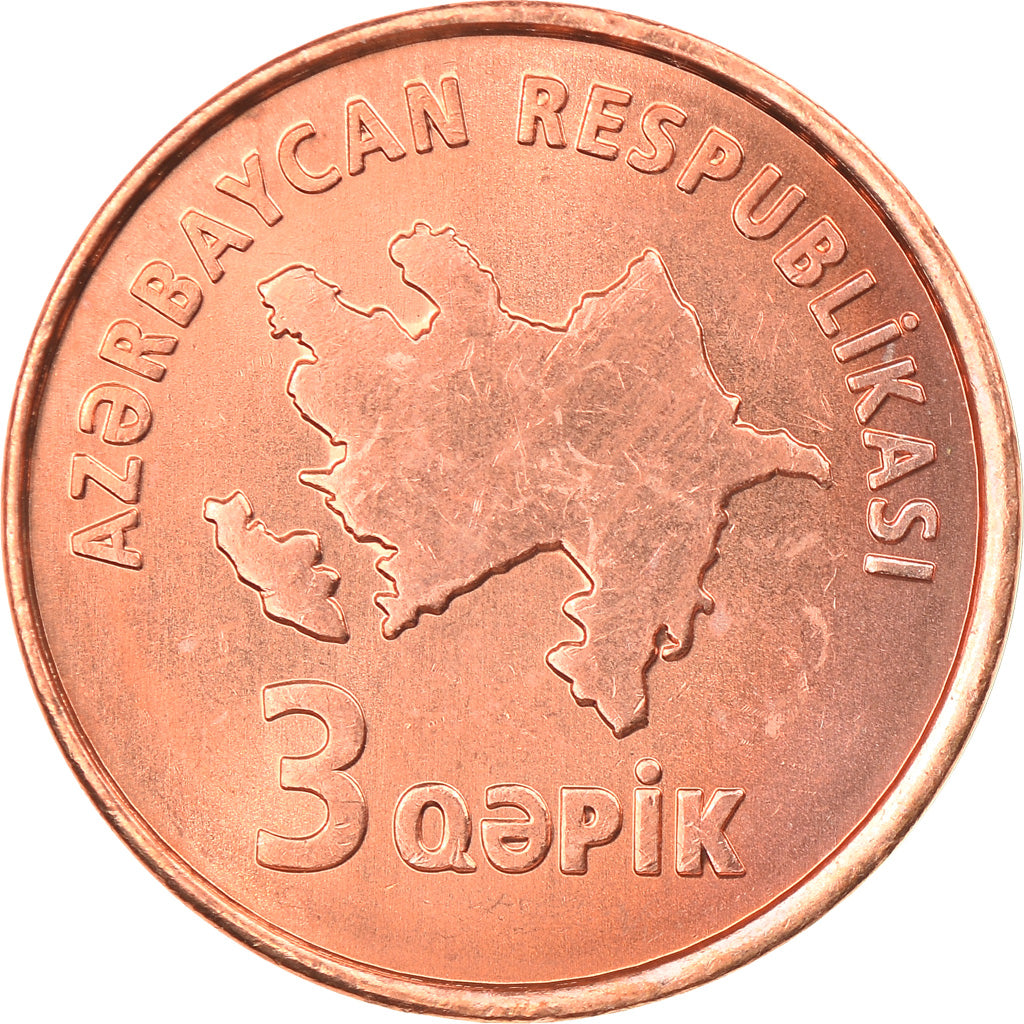 Monnaie, Azerbaïdjan, 3 Qapik, Undated (2006), TTB+, Copper Plated Steel, KM:40