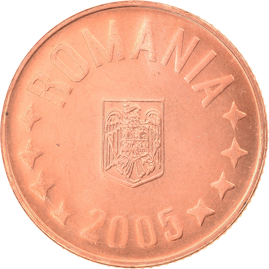 Coin, Romania, 5 Bani, 2005, Bucharest, AU(50-53), Copper Plated Steel, KM:190