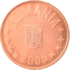 Coin, Romania, 5 Bani, 2005, Bucharest, AU(50-53), Copper Plated Steel, KM:190