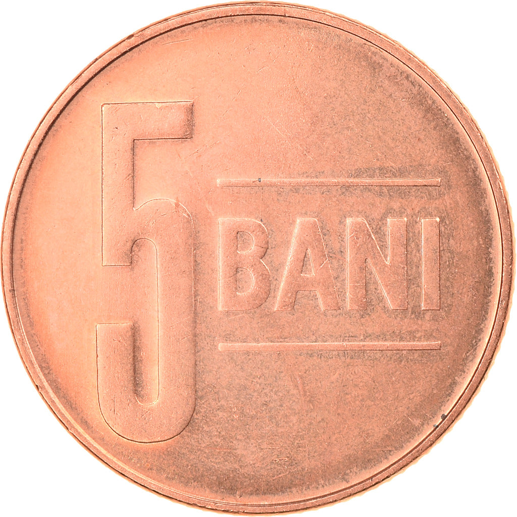 Coin, Romania, 5 Bani, 2005, Bucharest, AU(50-53), Copper Plated Steel, KM:190