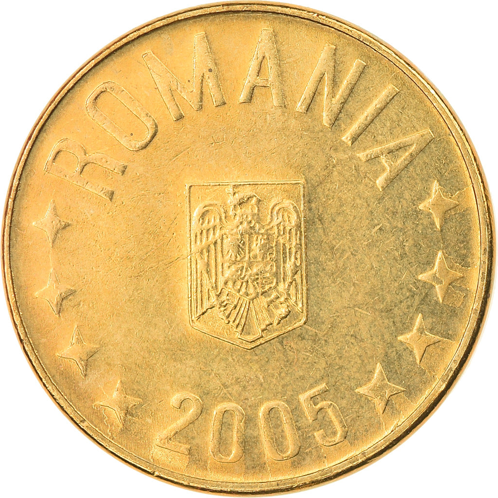 Moneda, Rumanía, Ban, 2005, MBC+, Latón chapado en acero, KM:189