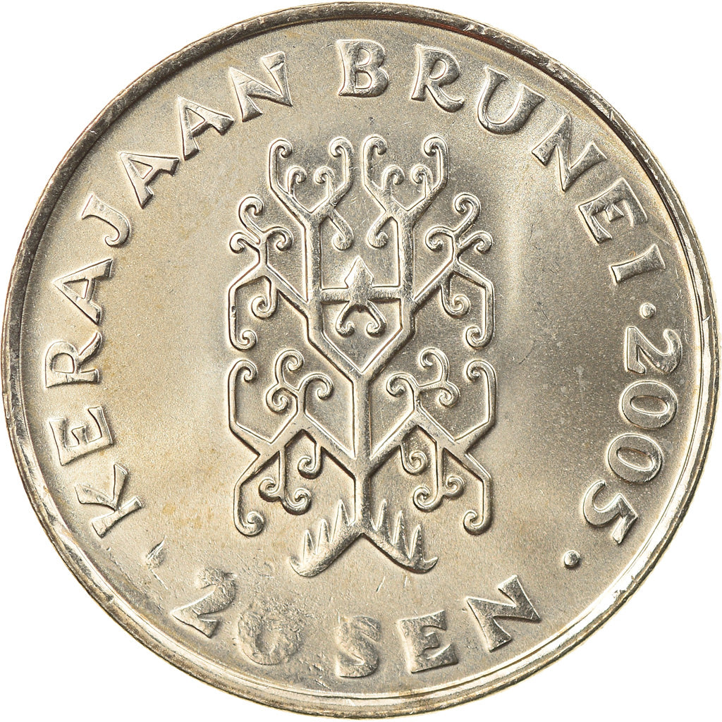 Coin, BRUNEI, Sultan Hassanal Bolkiah, 20 Sen, 2005, MS(63), Copper-nickel