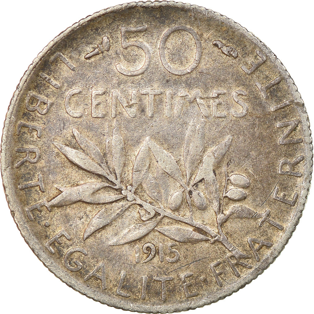 Monnaie, France, Semeuse, 50 Centimes, 1915, Paris, TTB, Argent, Gadoury:420