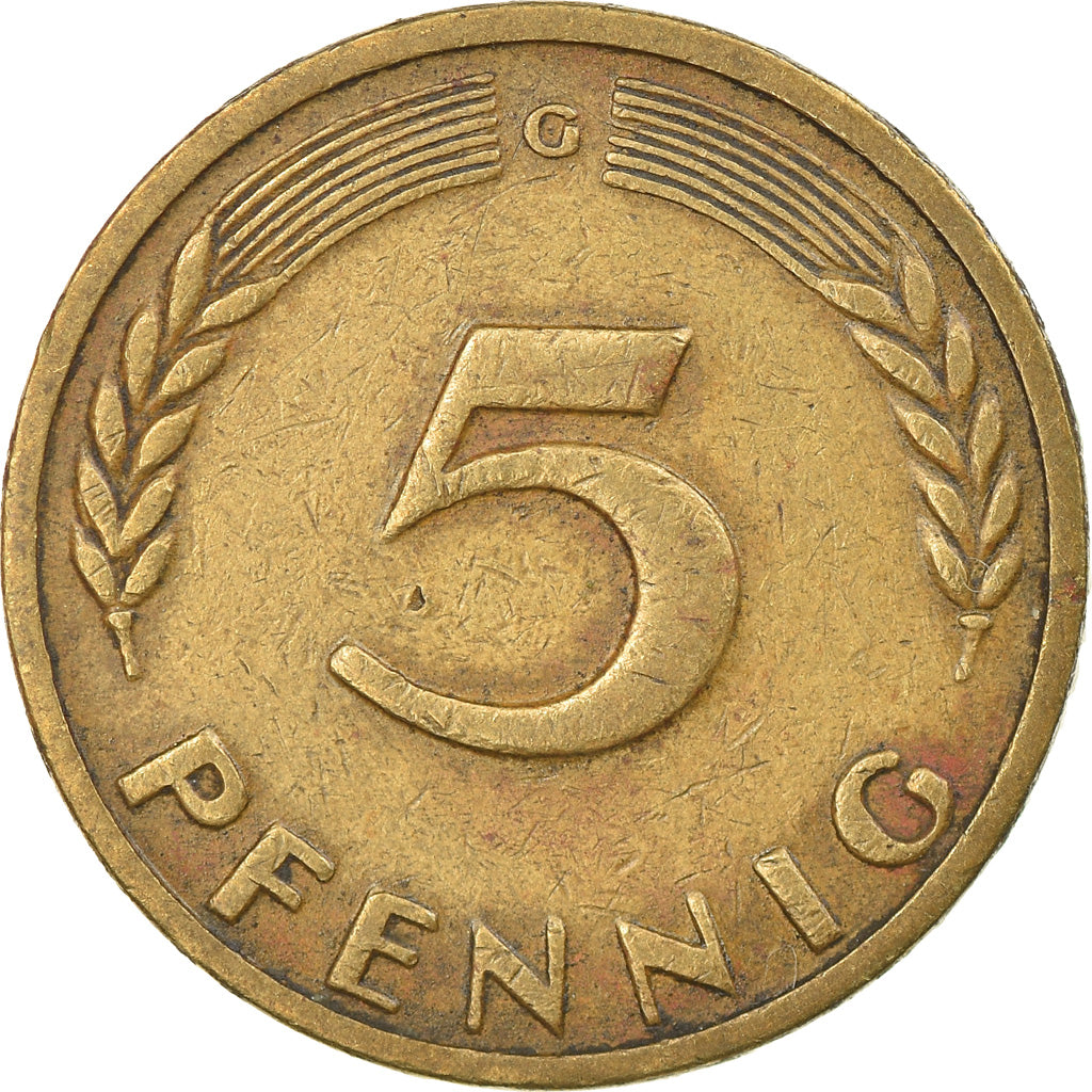 Moeda, ALEMANHA - REPÚBLICA FEDERAL, 5 Pfennig, 1949, Karlsruhe, EF(40-45)