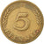 Moneda, ALEMANIA - REPÚBLICA FEDERAL, 5 Pfennig, 1949, Karlsruhe, MBC, Latón