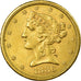 Moneda, Estados Unidos, Coronet Head, $5, Half Eagle, 1886, U.S. Mint, San