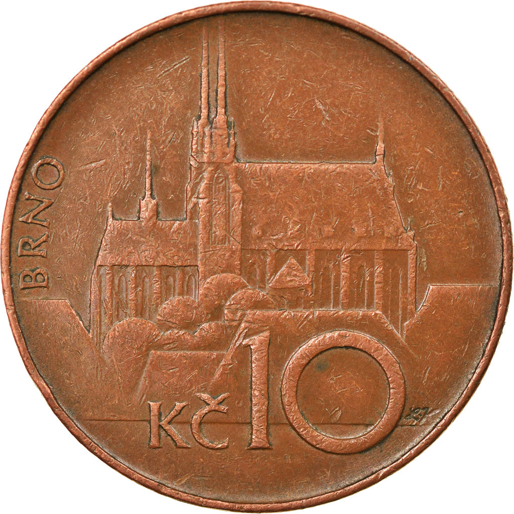 Moneda, República Checa, 10 Korun, 1994, BC+, Cobre chapado en acero, KM:4