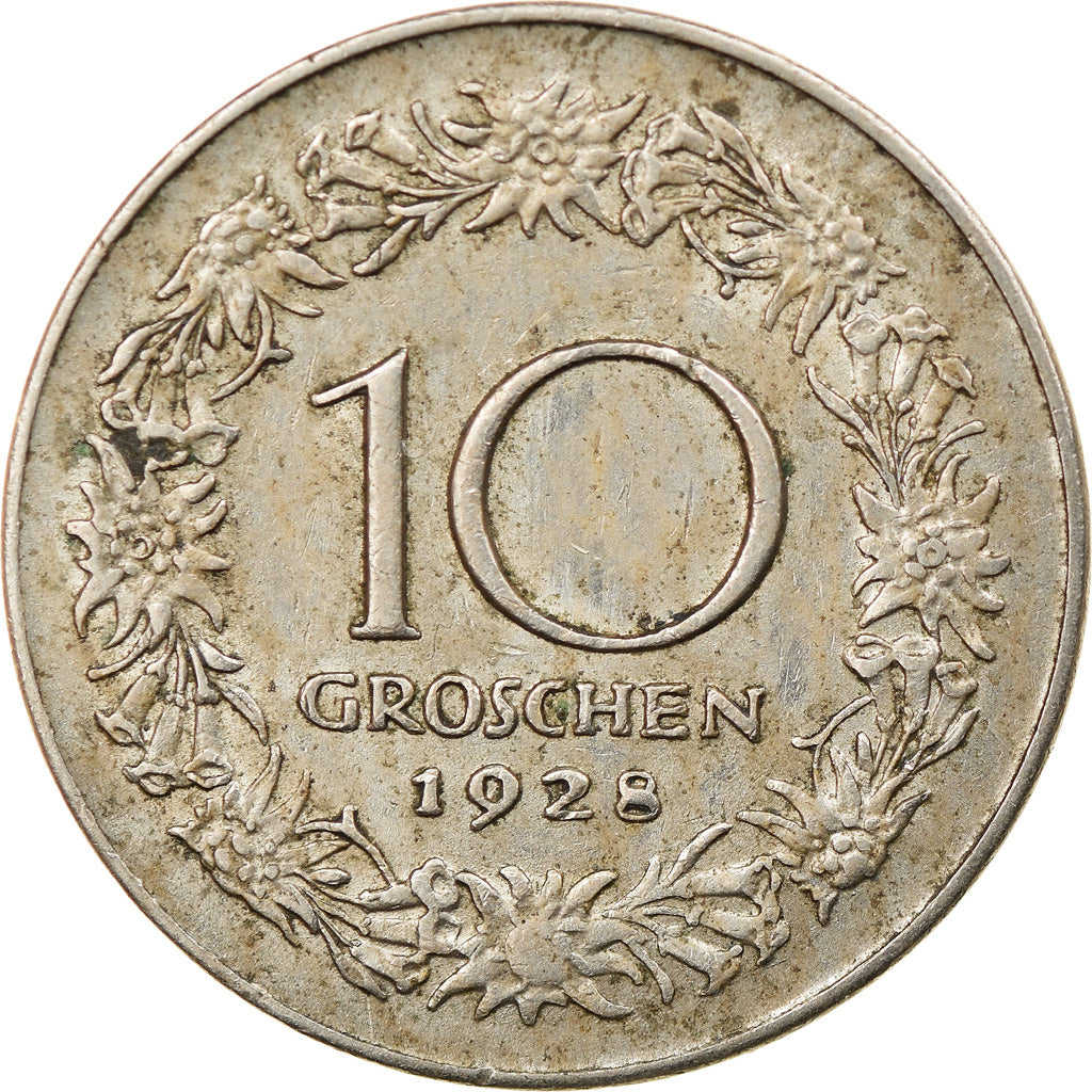Moneta, Austria, 10 Groschen, 1928, BB, Rame-nichel, KM:2838