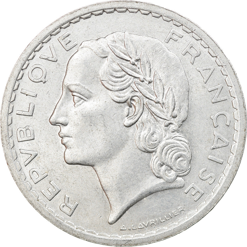 Moneda, Francia, Lavrillier, 5 Francs, 1950, Paris, MBC+, Aluminio, KM:888b.1