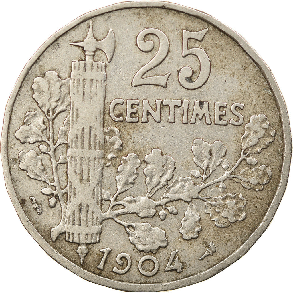 Moeda, França, Patey, 25 Centimes, 1904, VF(30-35), Níquel, KM:856