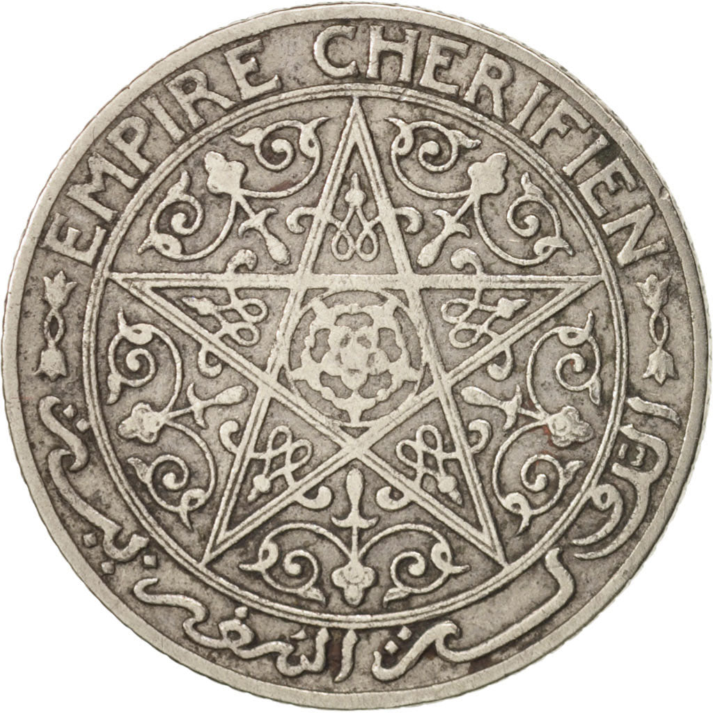 Morocco, Yusuf, 50 Centimes, 1921, bi-Bariz, Paris, EF(40-45), Nickel, KM:35.1