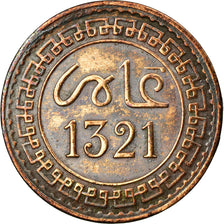 Moneta, Maroko, 'Abd al-Aziz, 2 Mazunas, 1903, EF(40-45), Bronze, KM:15.1