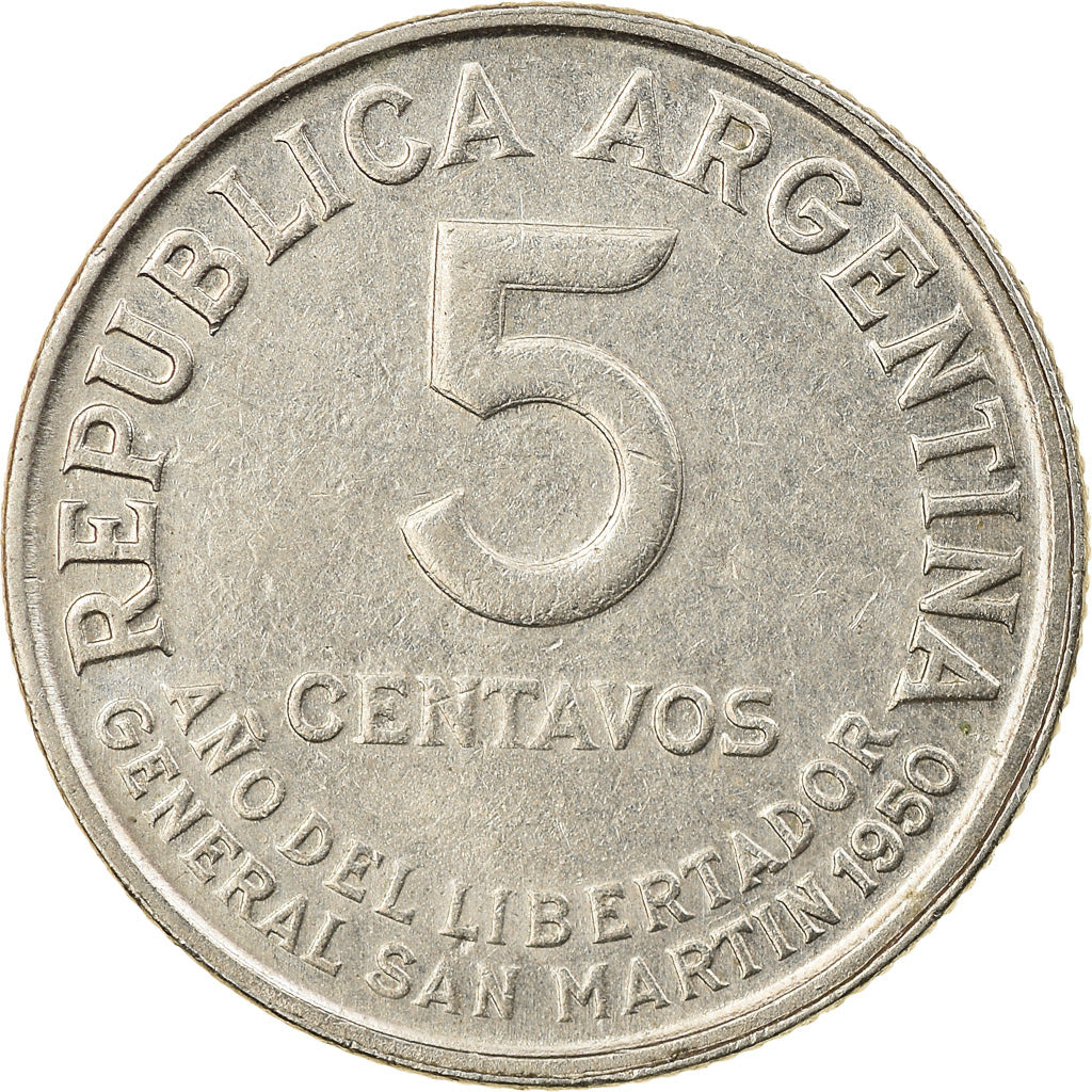 Coin, Argentina, 5 Centavos, 1950, EF(40-45), Copper-nickel, KM:43