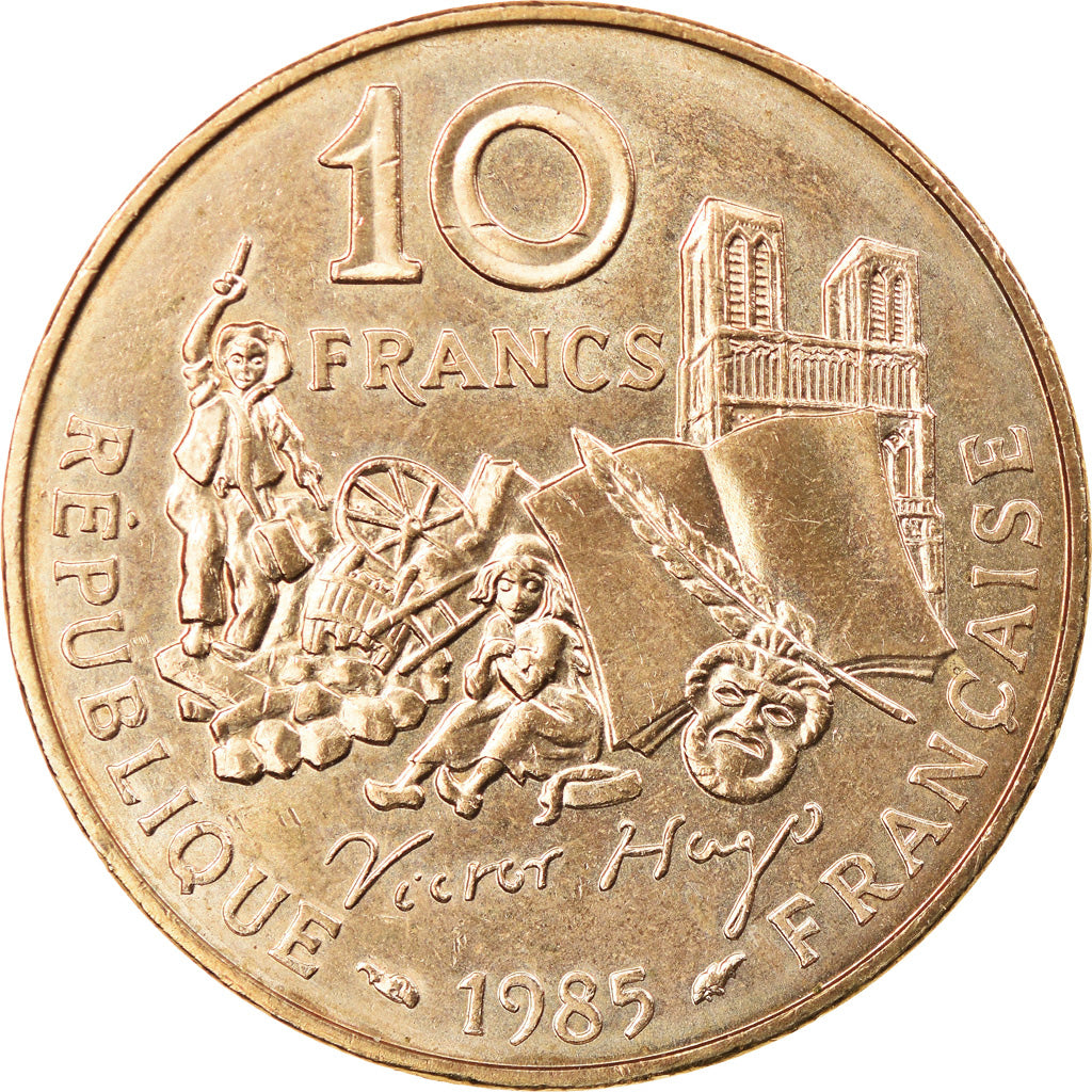 Moneta, Francia, Victor Hugo, 10 Francs, 1985, BB+, Nichel-bronzo, KM:956