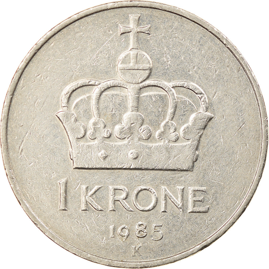 Munten, Noorwegen, Olav V, Krone, 1985, FR+, Copper-nickel, KM:419