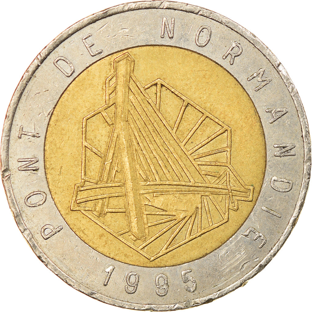 France, Jeton, Pont de Tancarville, 1 Passage, Le Havre, 1995, TB+, Bi-Metallic