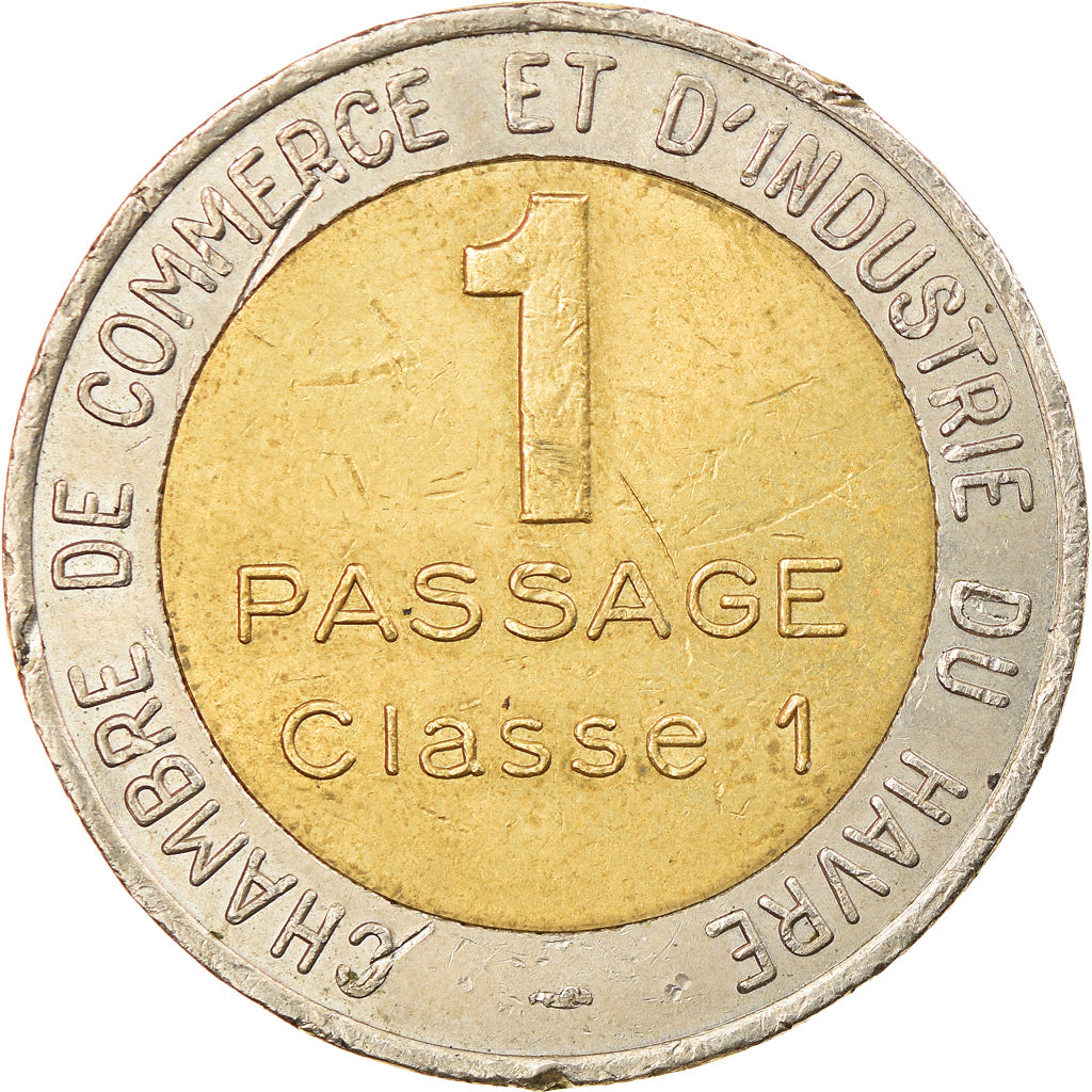 France, Jeton, Pont de Tancarville, 1 Passage, Le Havre, 1995, TB+, Bi-Metallic