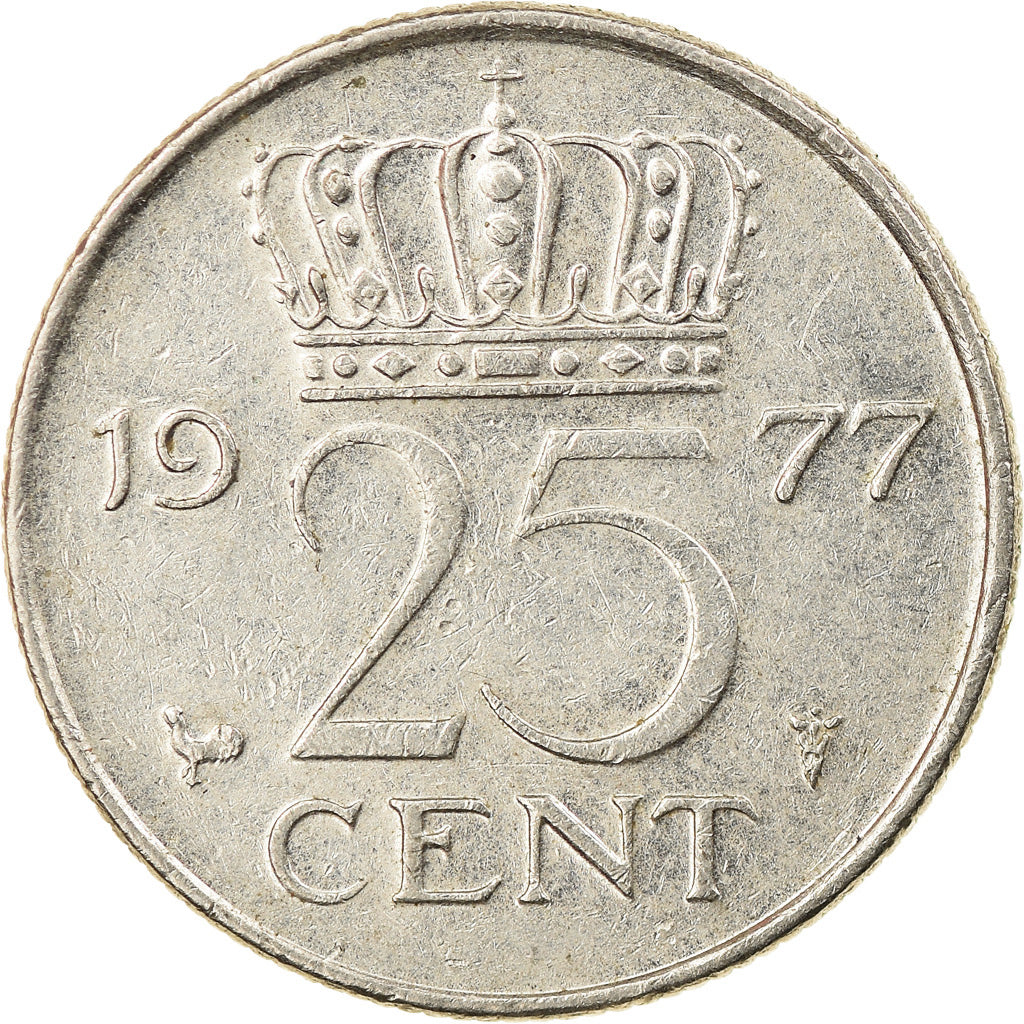 Münze, Niederlande, Juliana, 25 Cents, 1977, SS, Nickel, KM:183